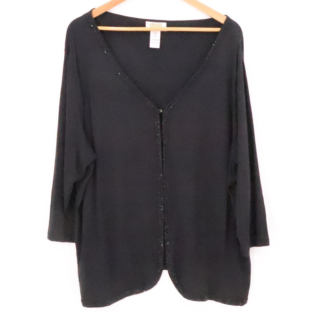 Talbots Rhinestone Cardigan Plus Size 2X Elevated Basic Lightweight Vintage 90s